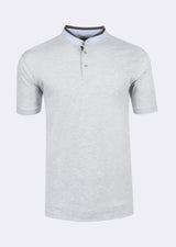 Grey Melange Grandad Collar T-shirt