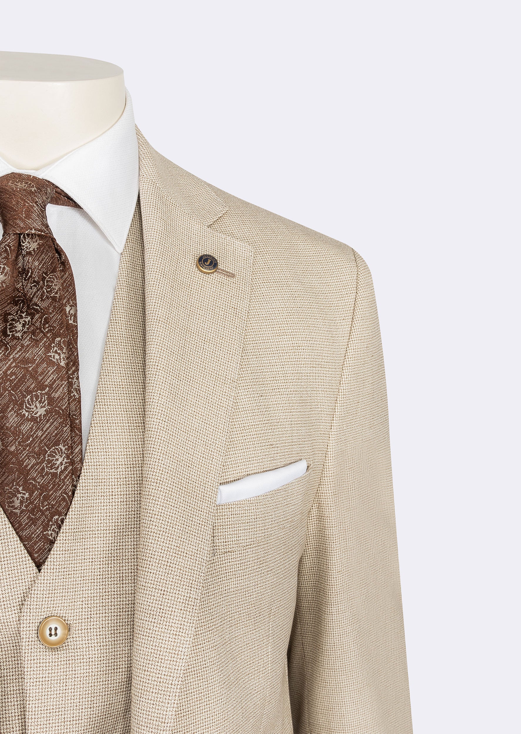 Beige Three-Piece Suit