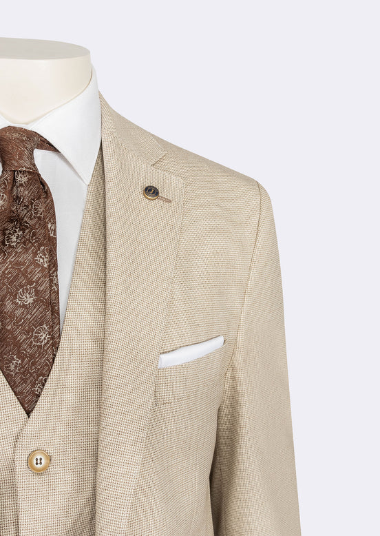 Beige Three-Piece Suit