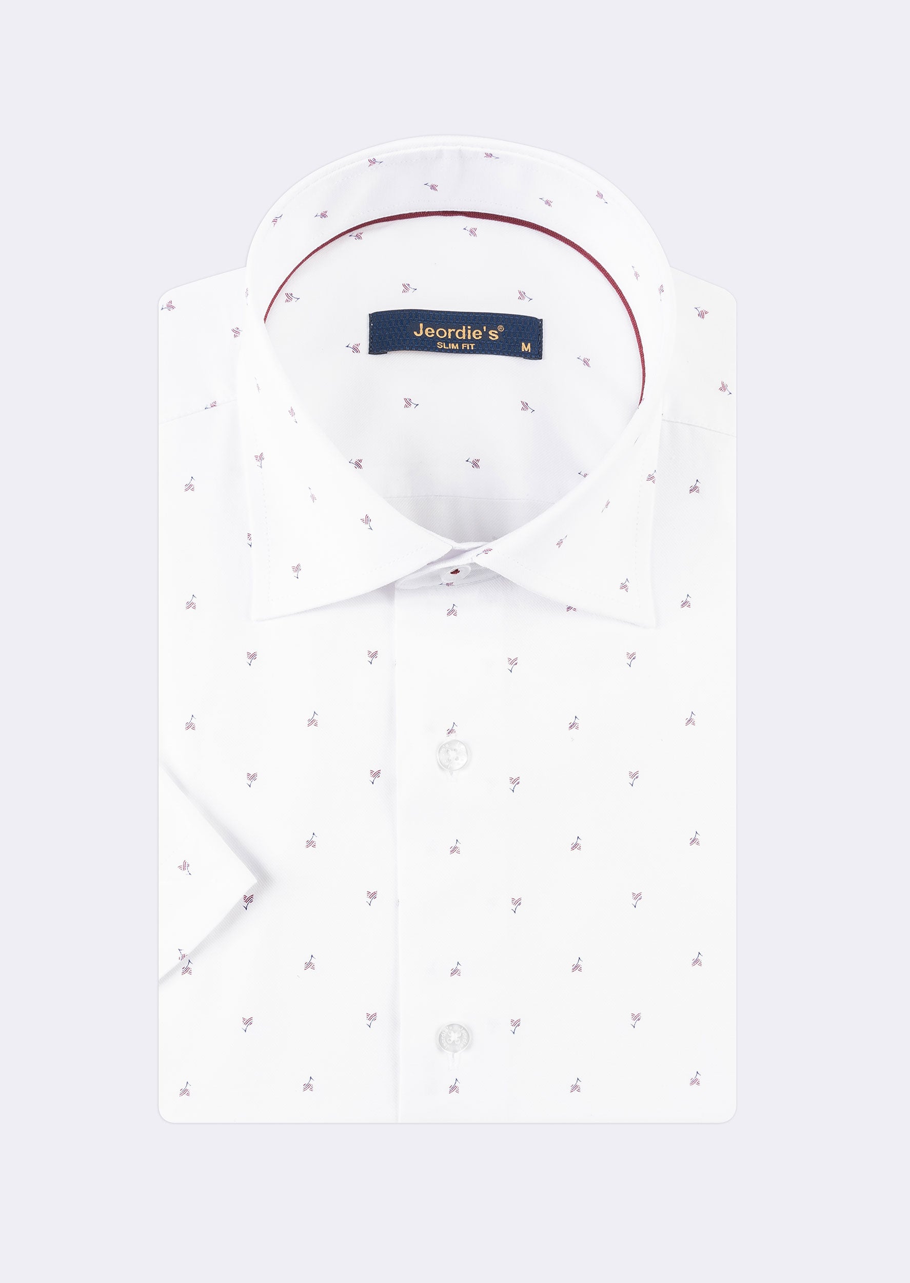 White - Burgundy Short Sleeve Shirt