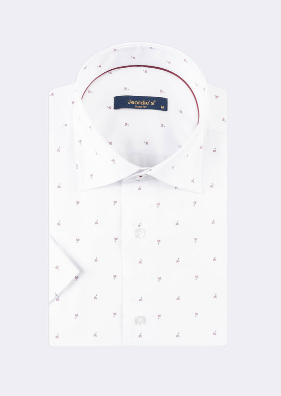 White - Burgundy Short Sleeve Shirt