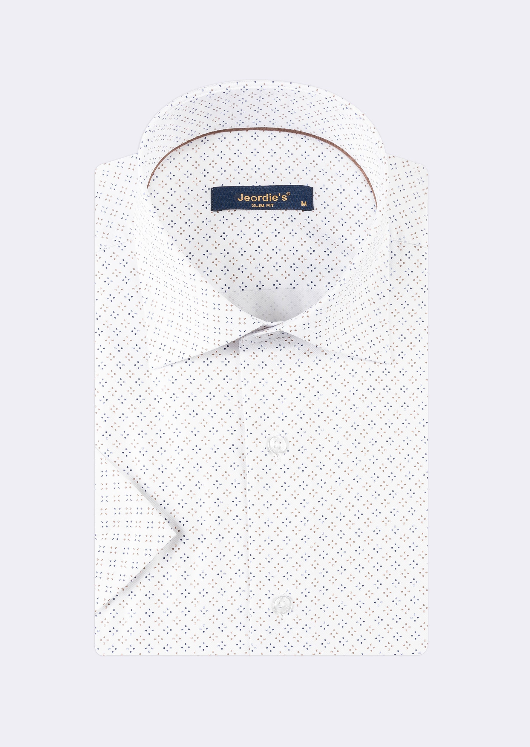 White - Brown Short Sleeve Shirt