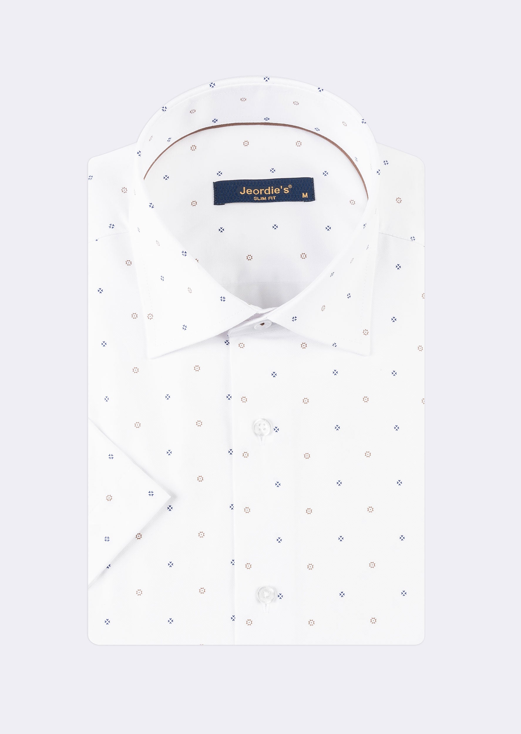 White - Brown Short Sleeve Shirt