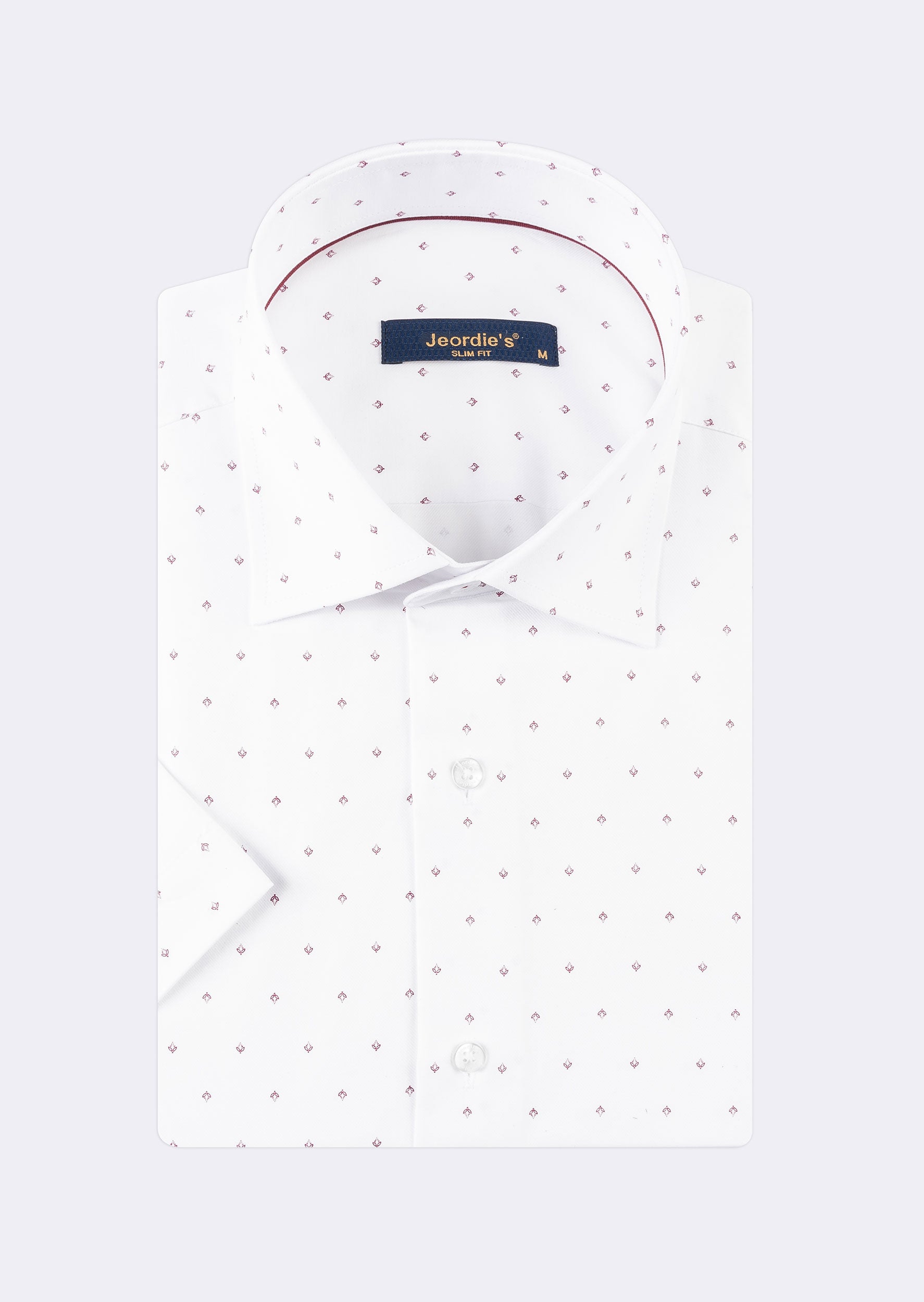 White - Burgundy Short Sleeve Shirt