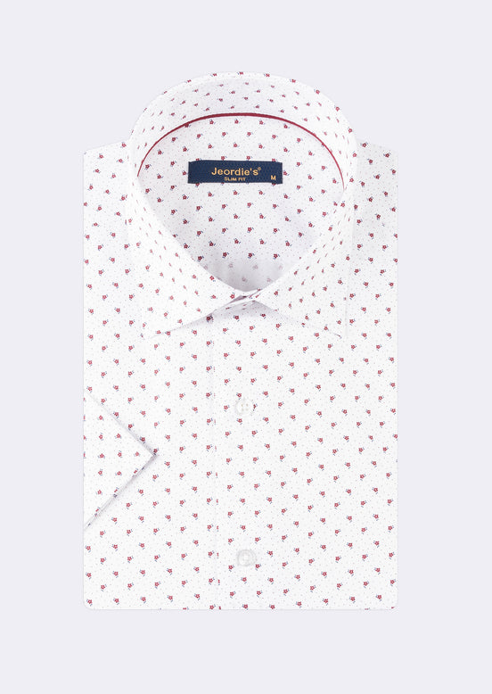 White - Burgundy Short Sleeve Shirt
