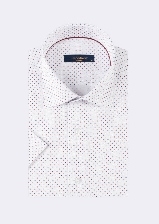 White - Burgundy Short Sleeve Shirt