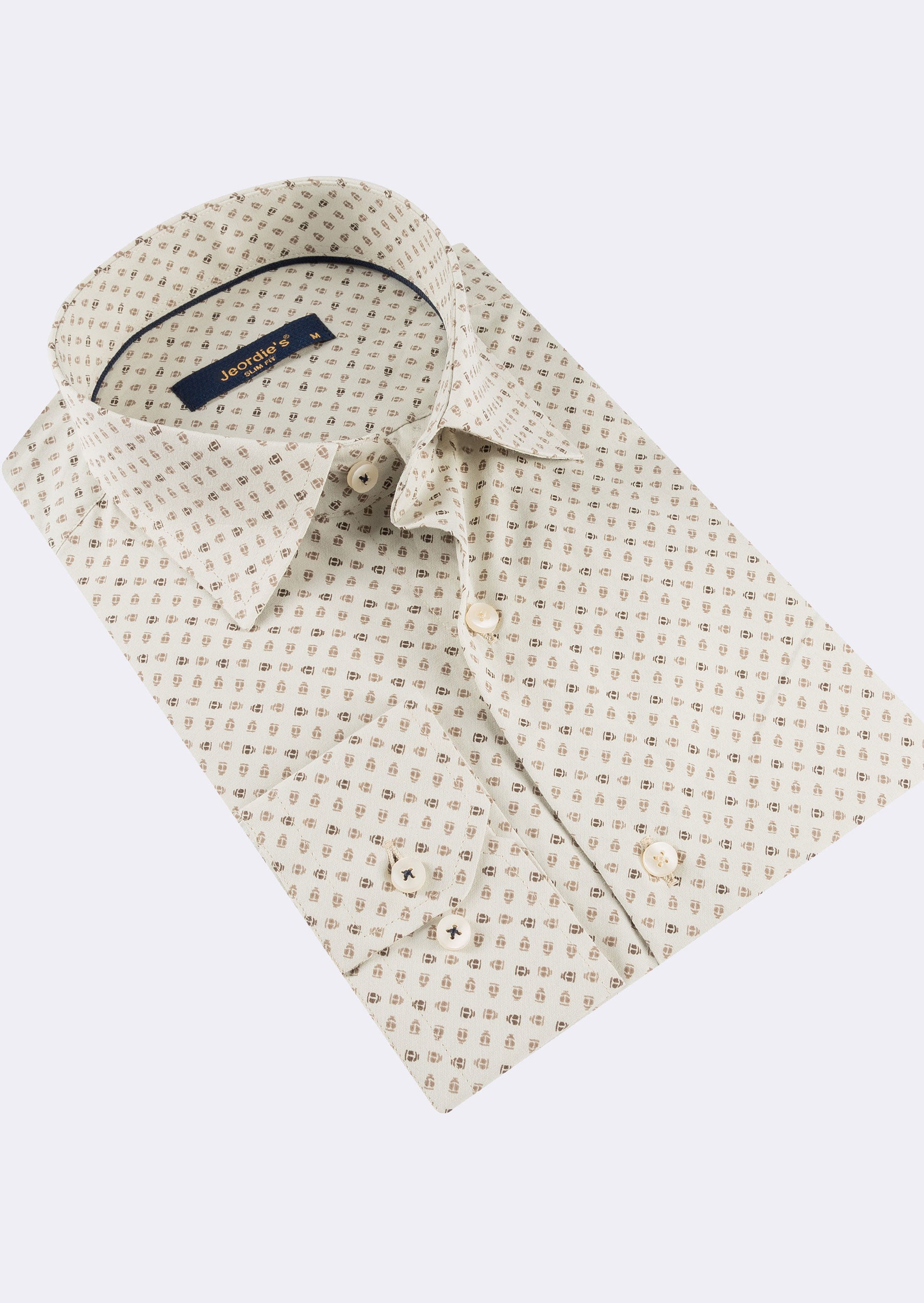 Beige - Brown Long Sleeve Shirt