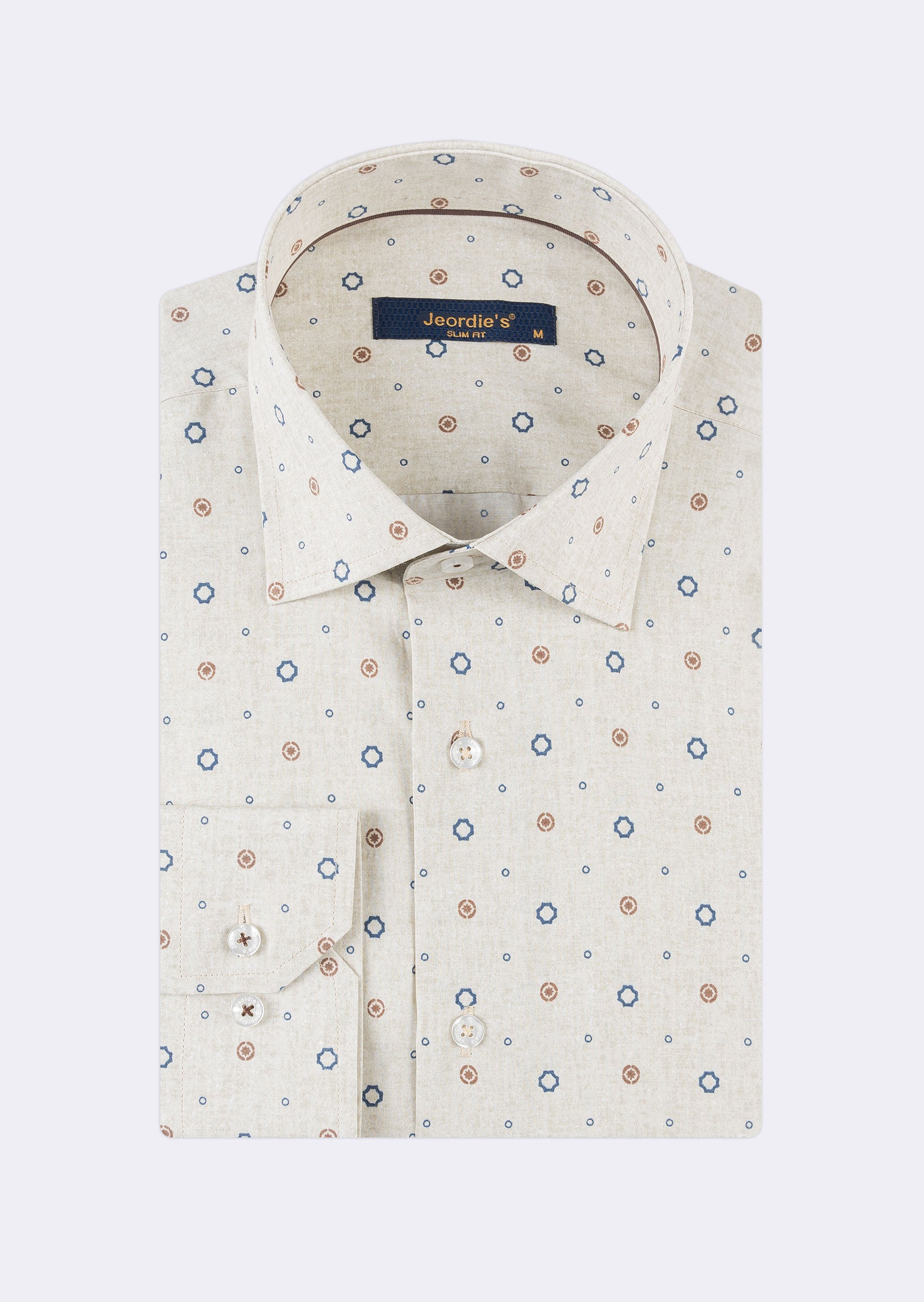 Beige - Navy Long Sleeve Shirt