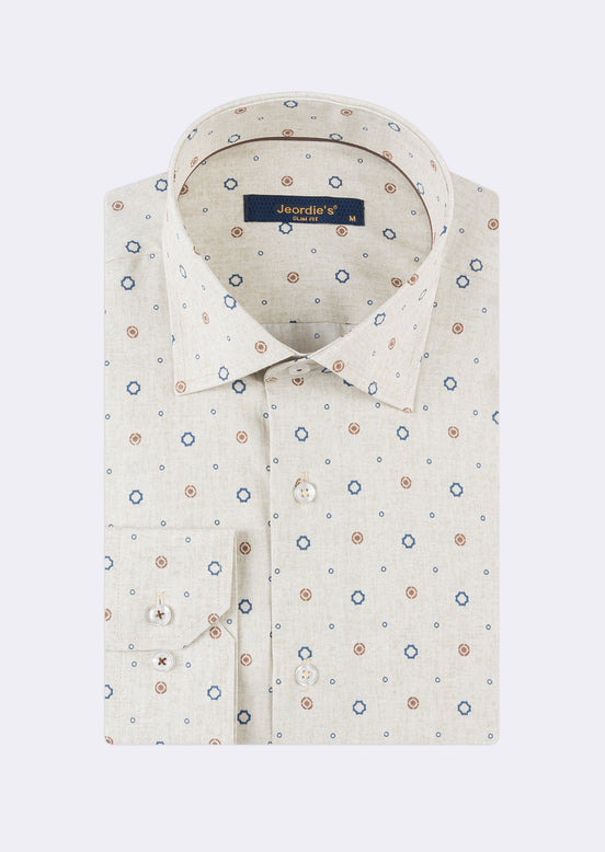 Beige - Navy Long Sleeve Shirt