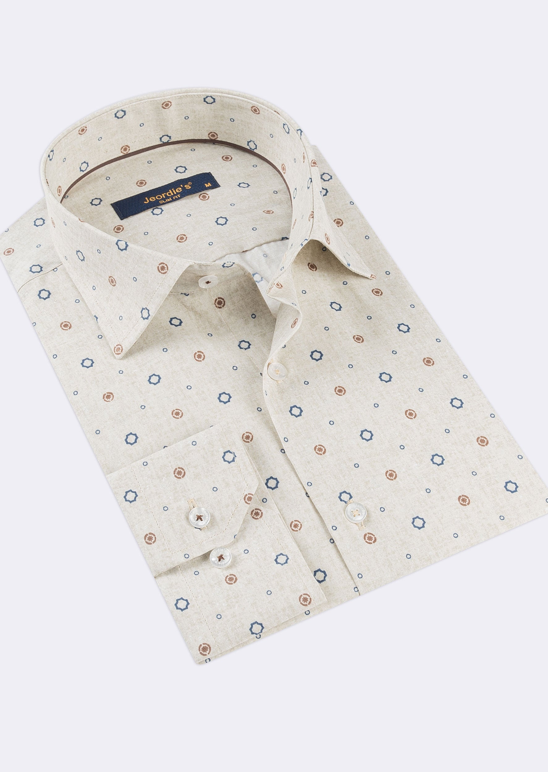 Beige - Navy Long Sleeve Shirt