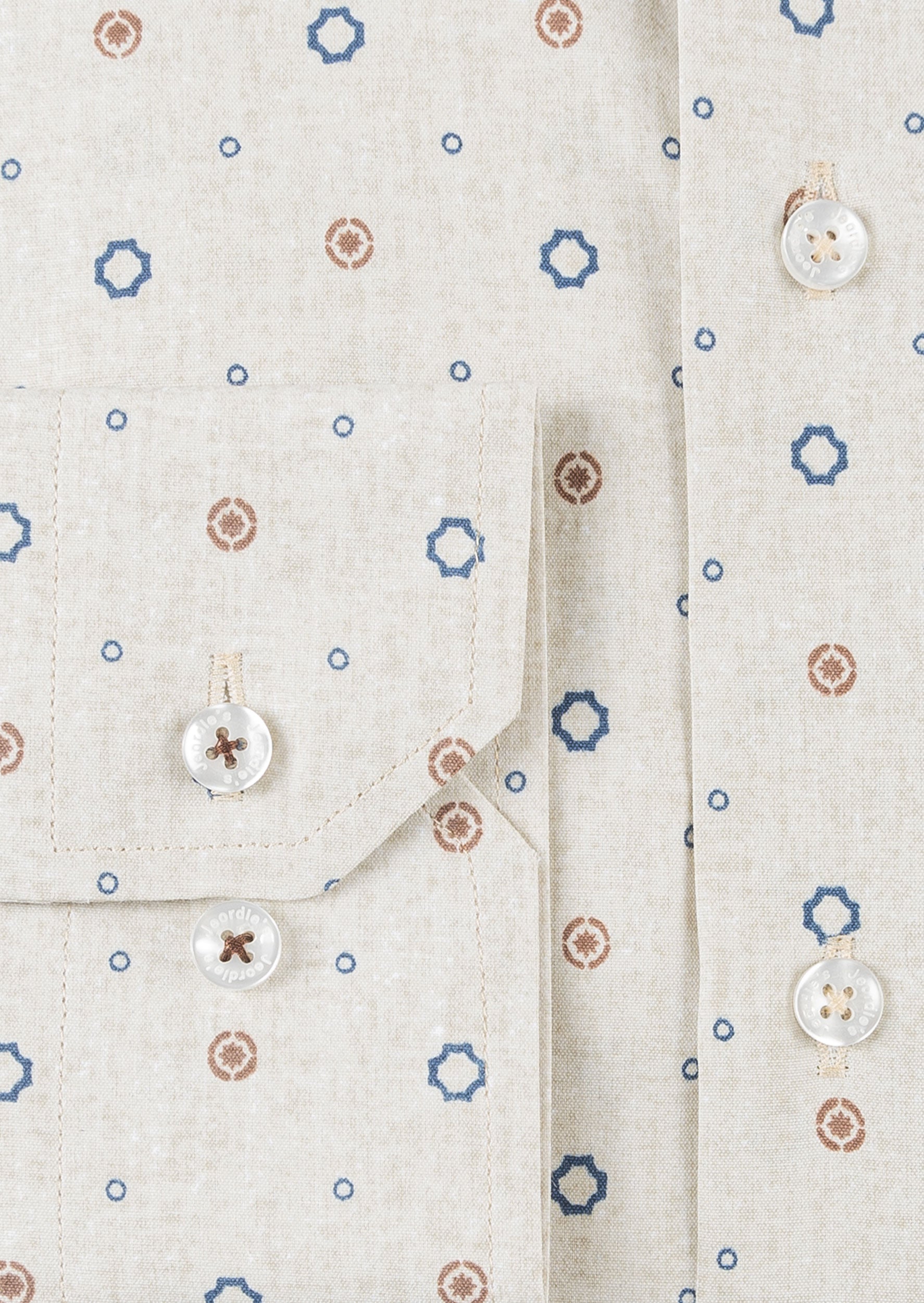 Beige - Navy Long Sleeve Shirt