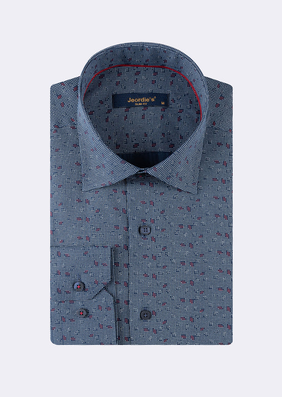 Navy - Burgundy Long Sleeve Shirt
