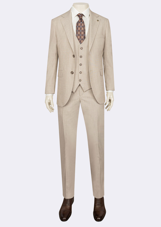 Beige Three-Piece Suit
