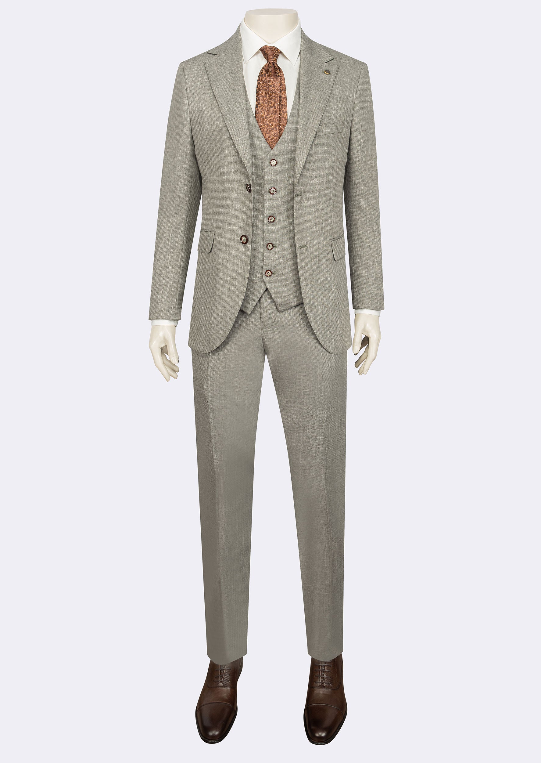 Khaki Three-Piece Suit