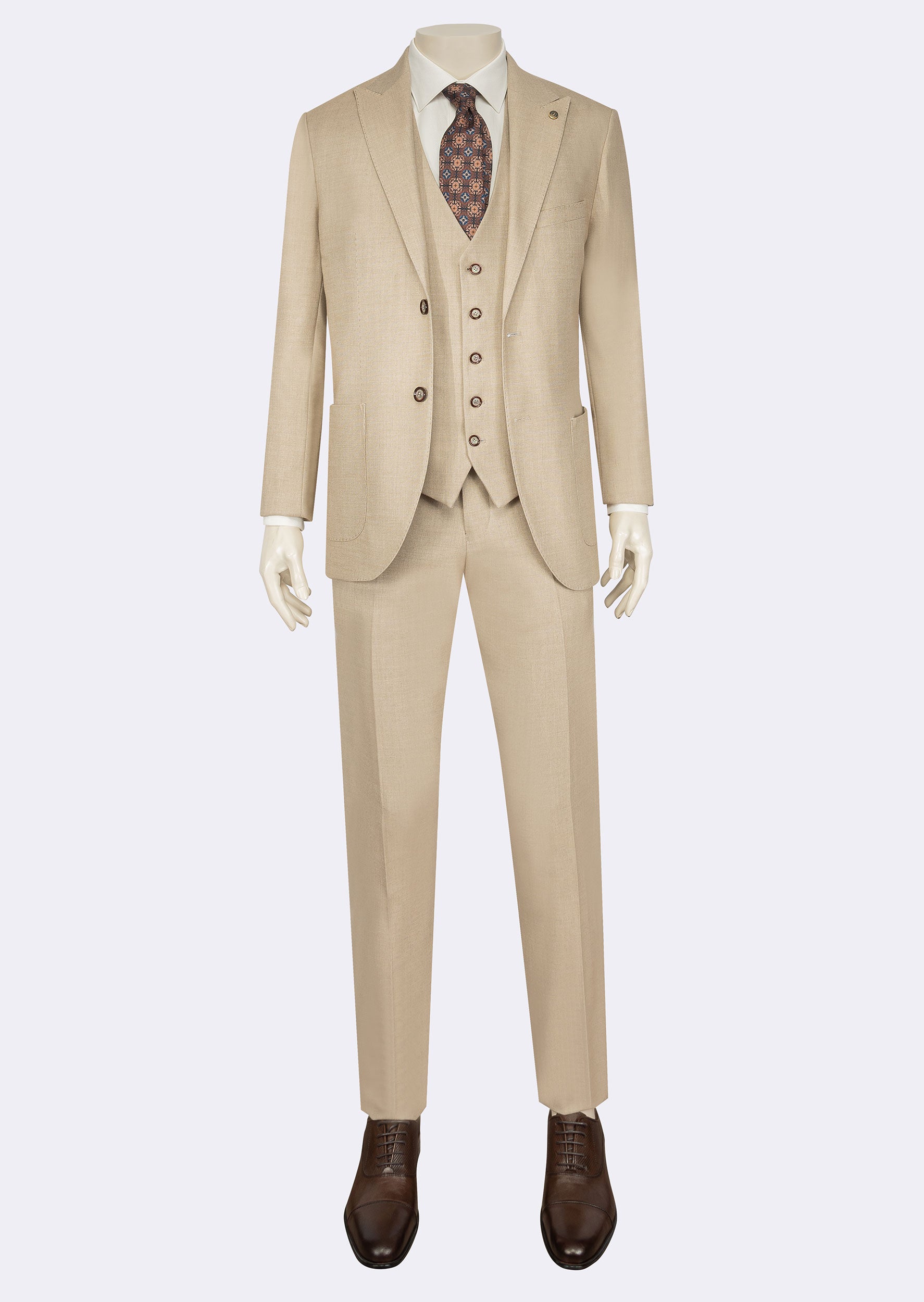 Beige Three-Piece Suit