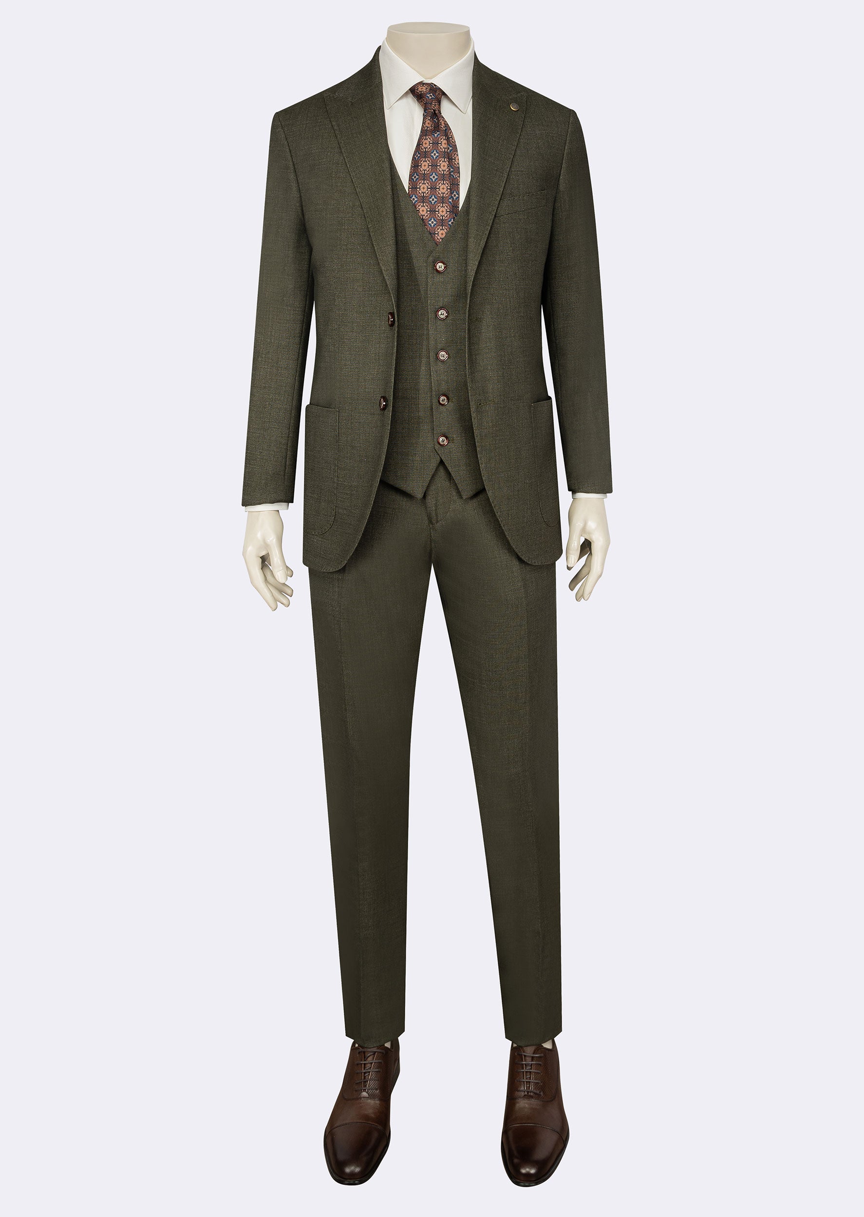 Khaki Three-Piece Suit