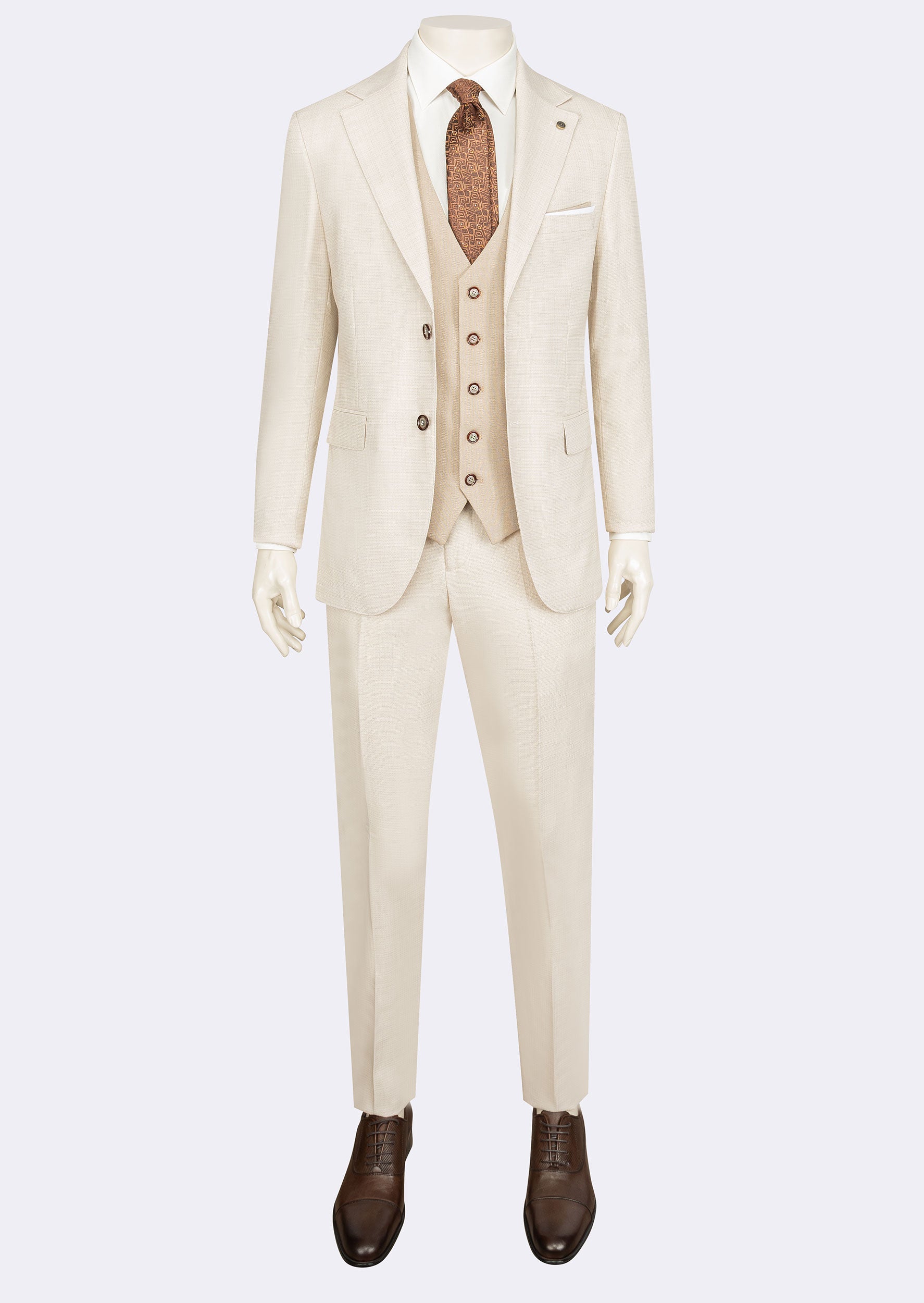 Beige Three-Piece Suit