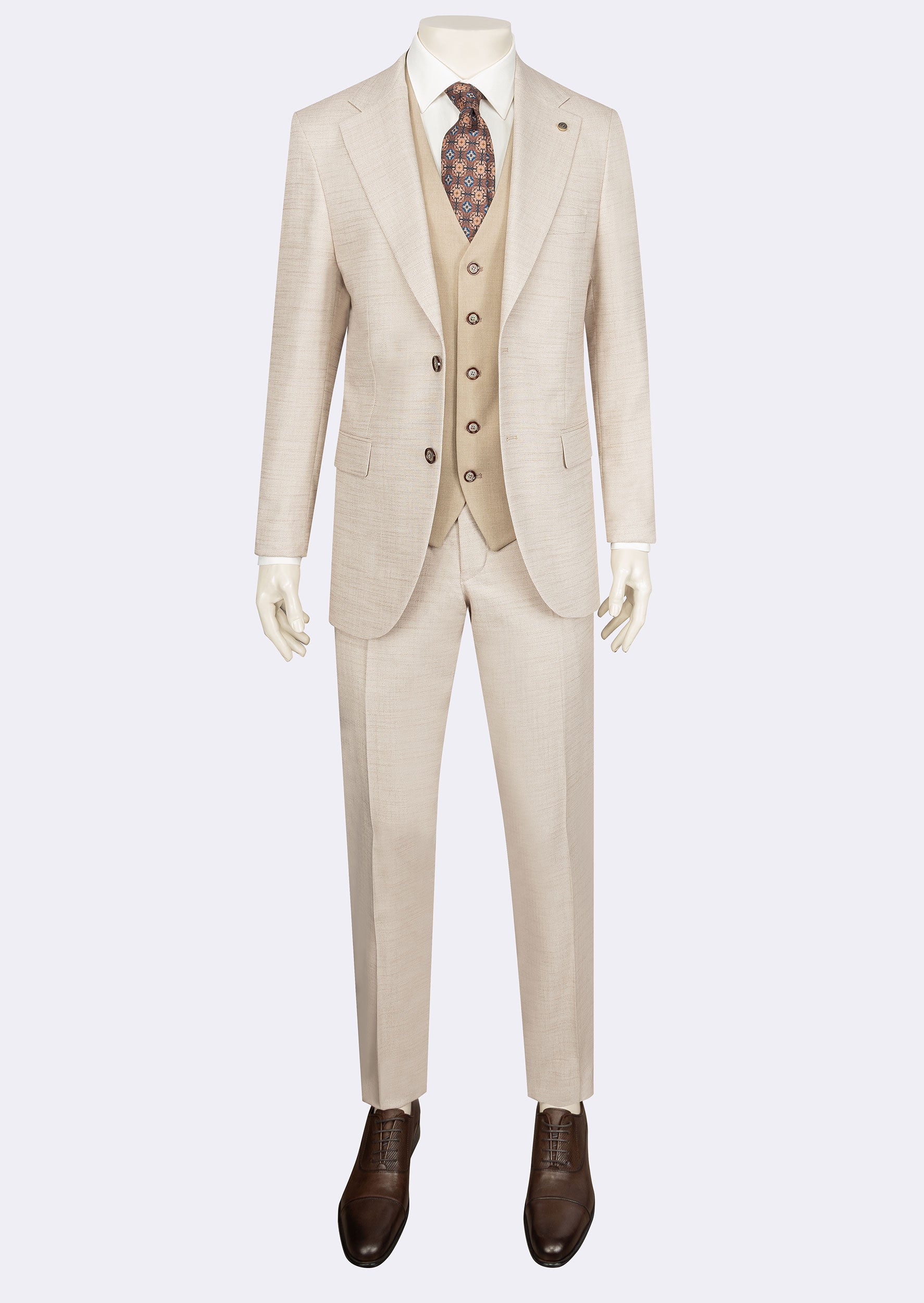 Beige Three-Piece Suit