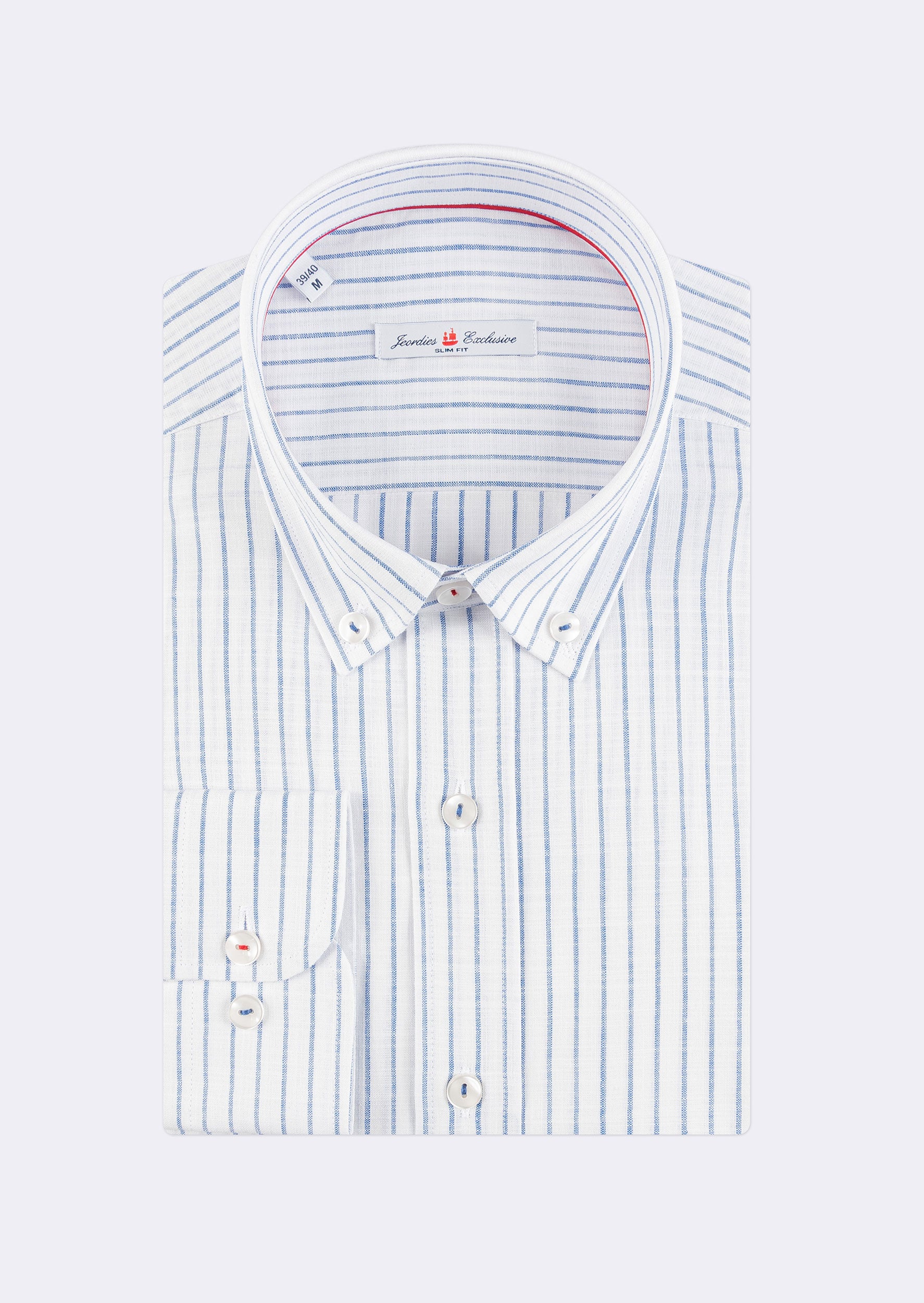White - Sax Blue Long Sleeve Shirt