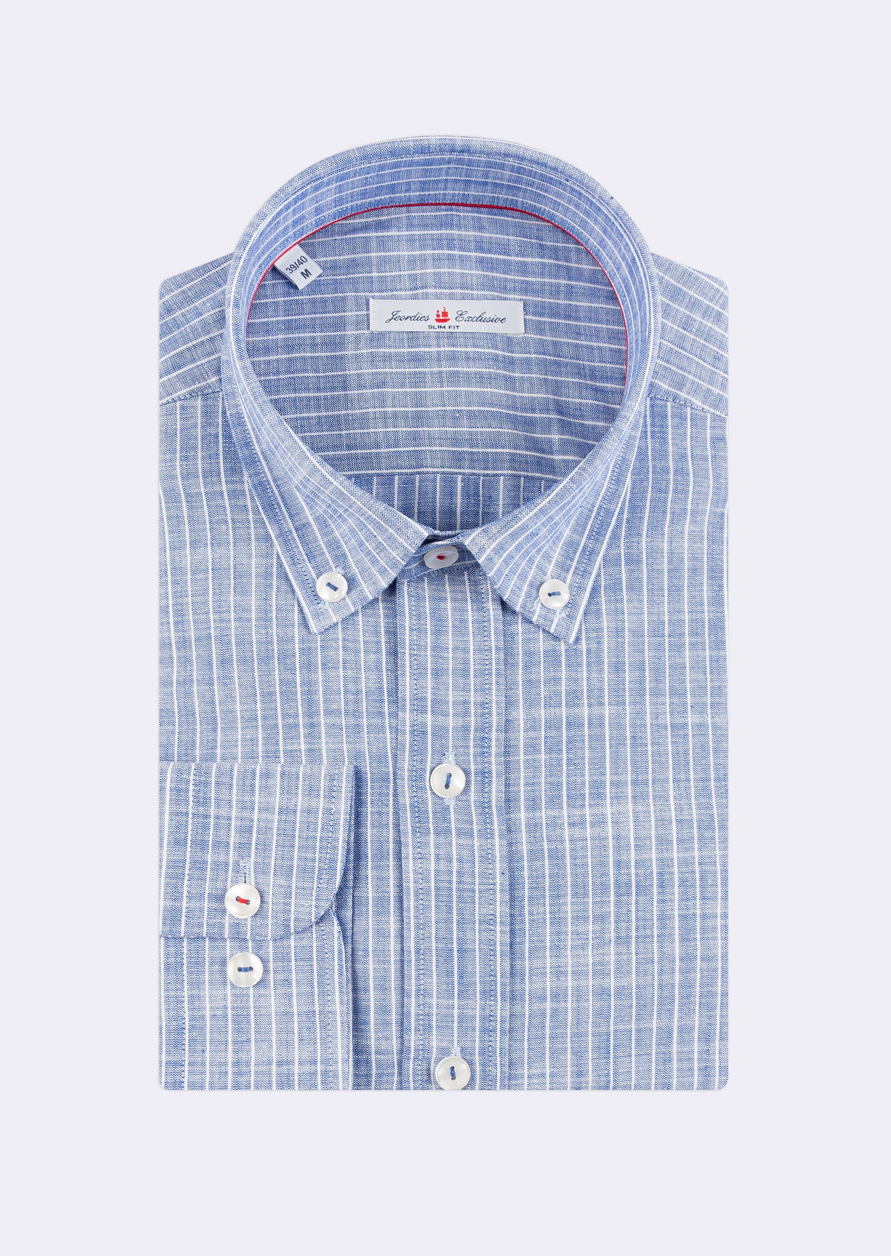 Sax Blue - White Long Sleeve Shirt