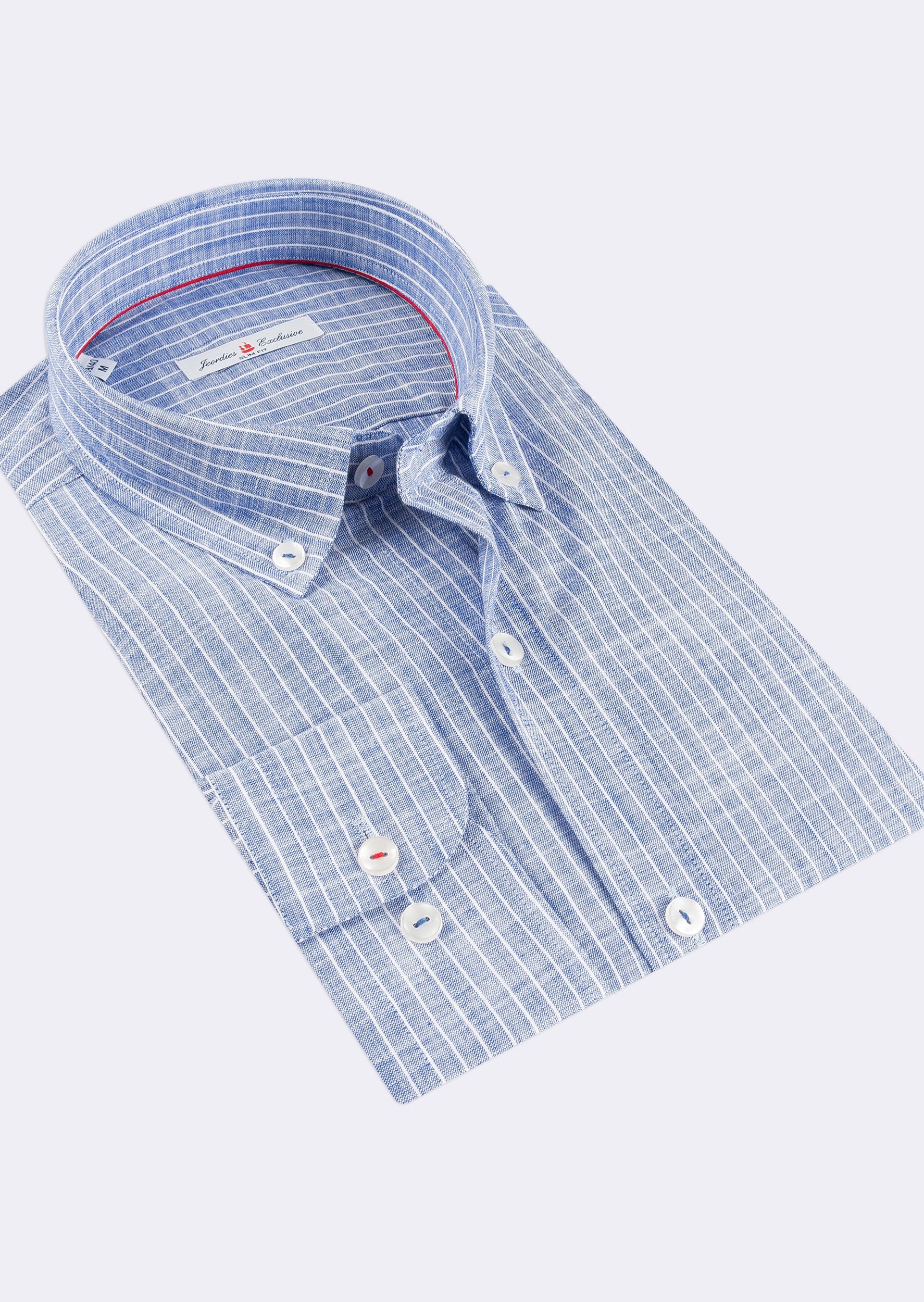 Sax Blue - White Long Sleeve Shirt