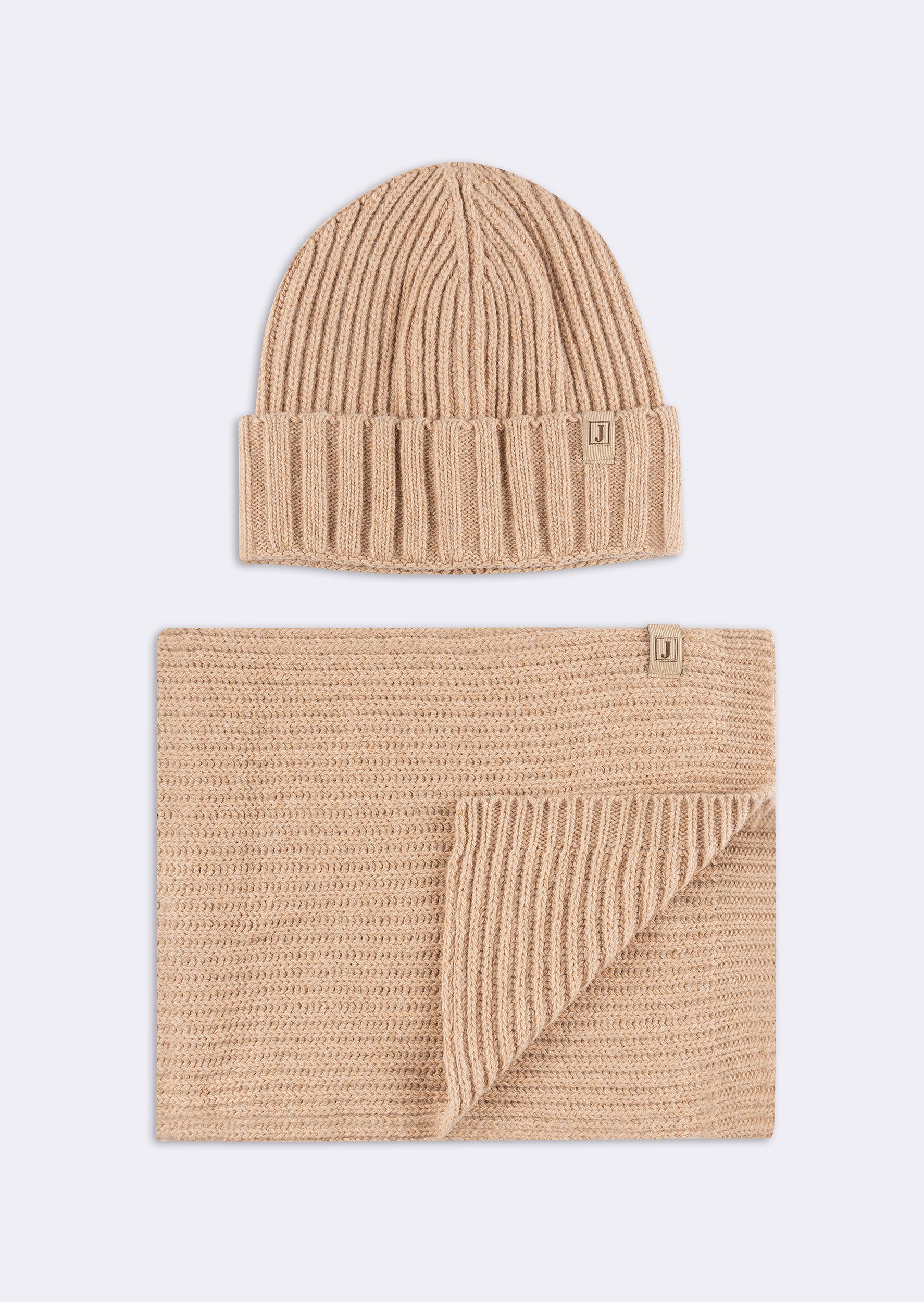 Beige Scarf & Beanie Set