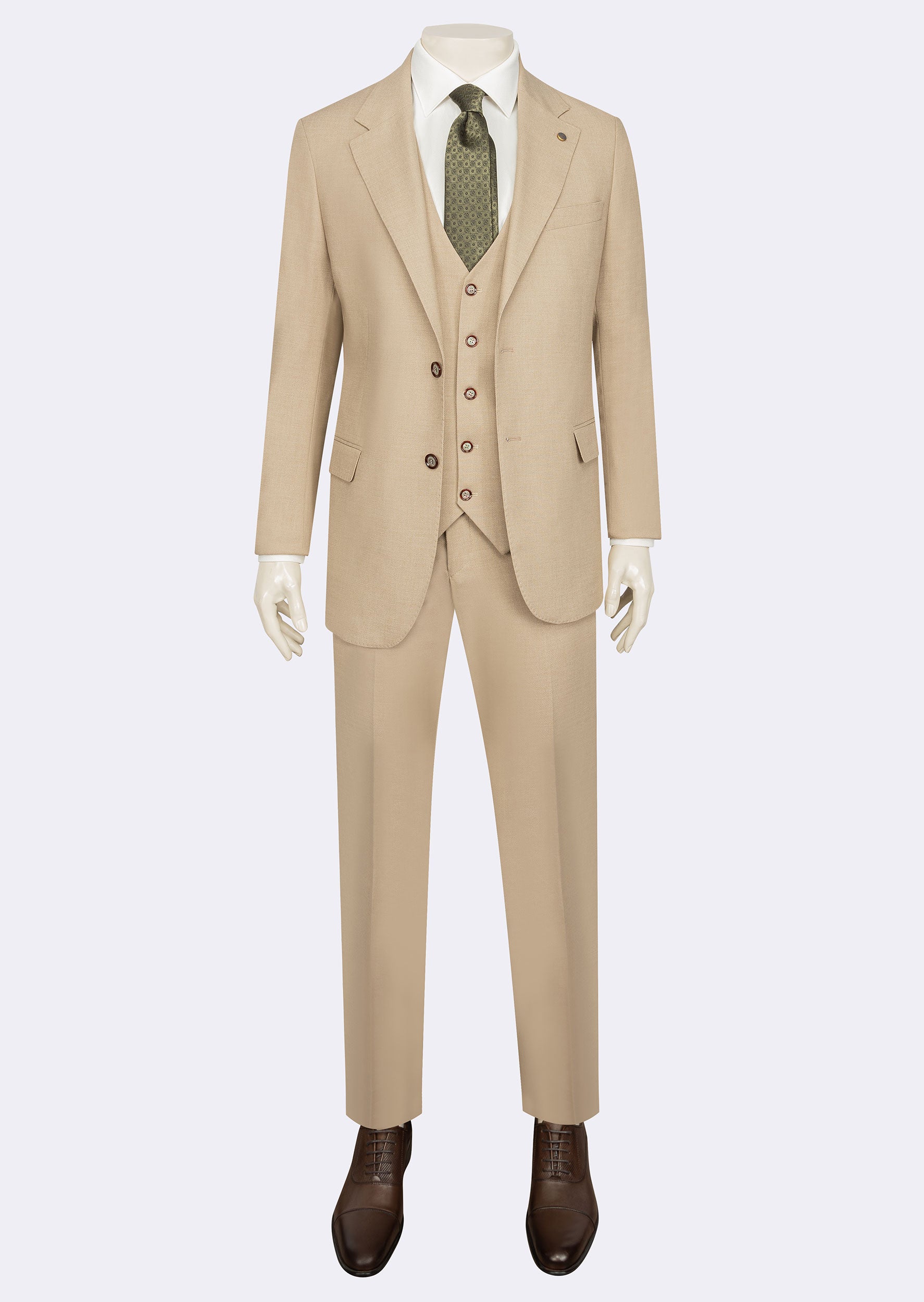 Beige Three-Piece Suit