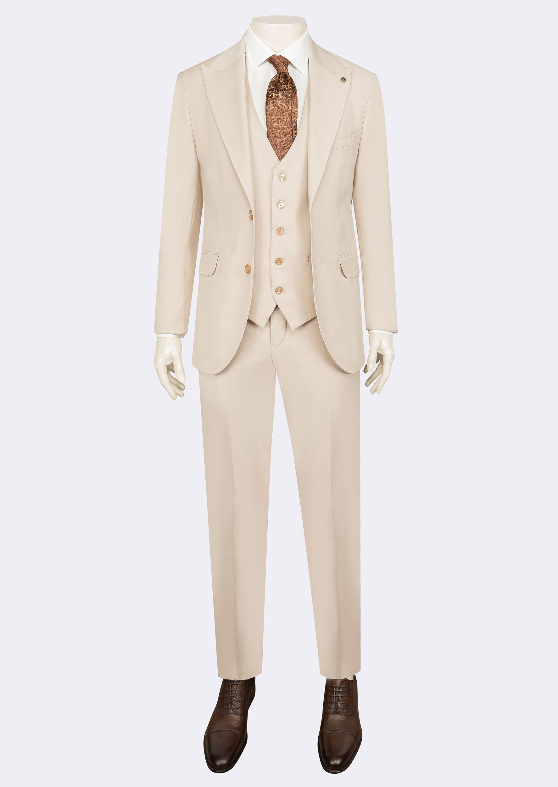 Beige Three-Piece Suit