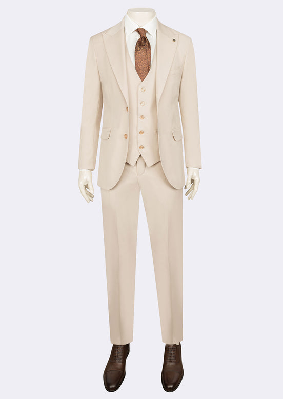 Beige Three-Piece Suit