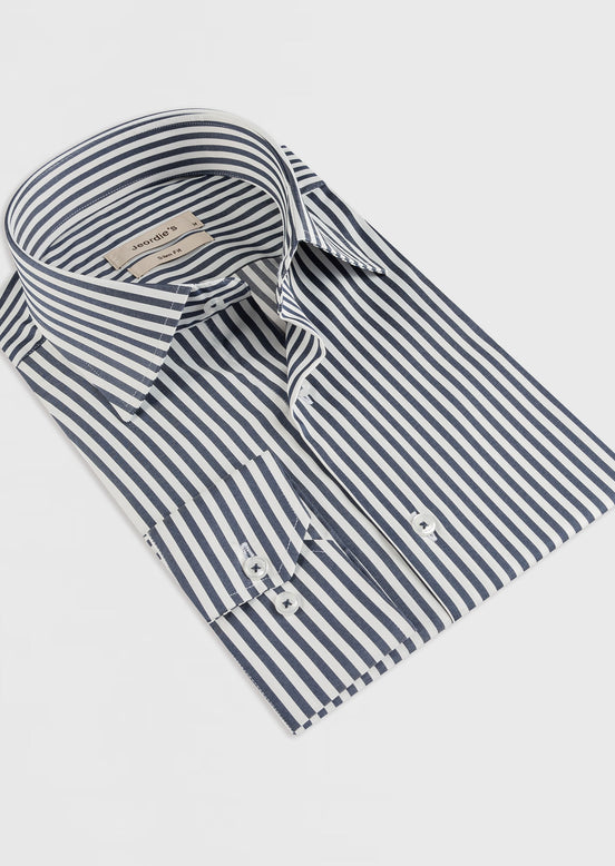 White - Navy Long Sleeve Shirt