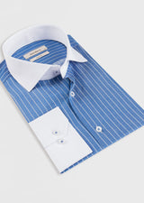 Sax Blue - White Long Sleeve Shirt
