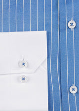 Sax Blue - White Long Sleeve Shirt