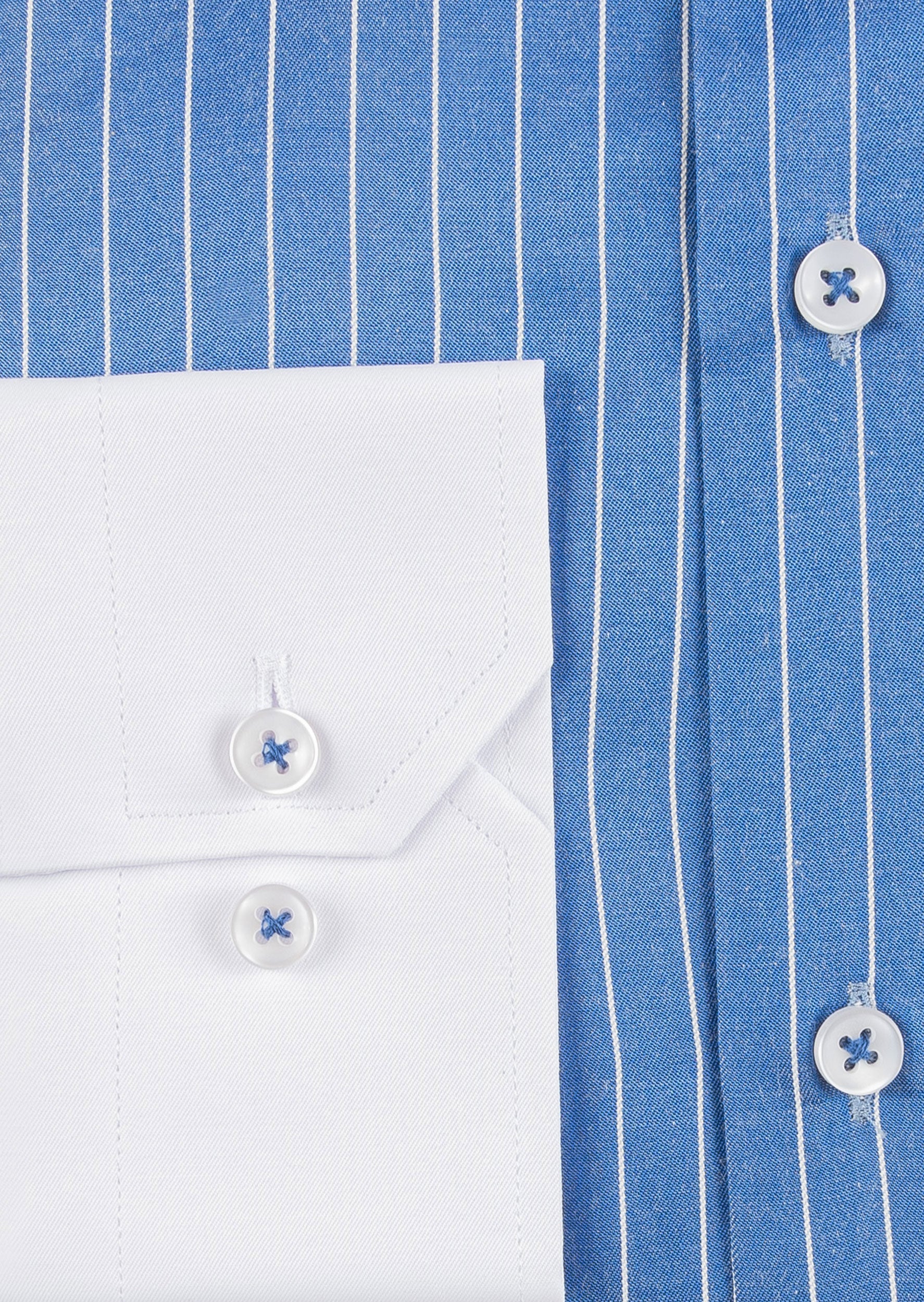 Sax Blue - White Long Sleeve Shirt