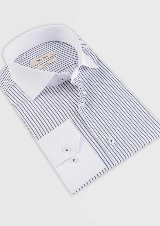 White - Navy Long Sleeve Shirt