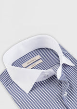 Navy - White Long Sleeve Shirt