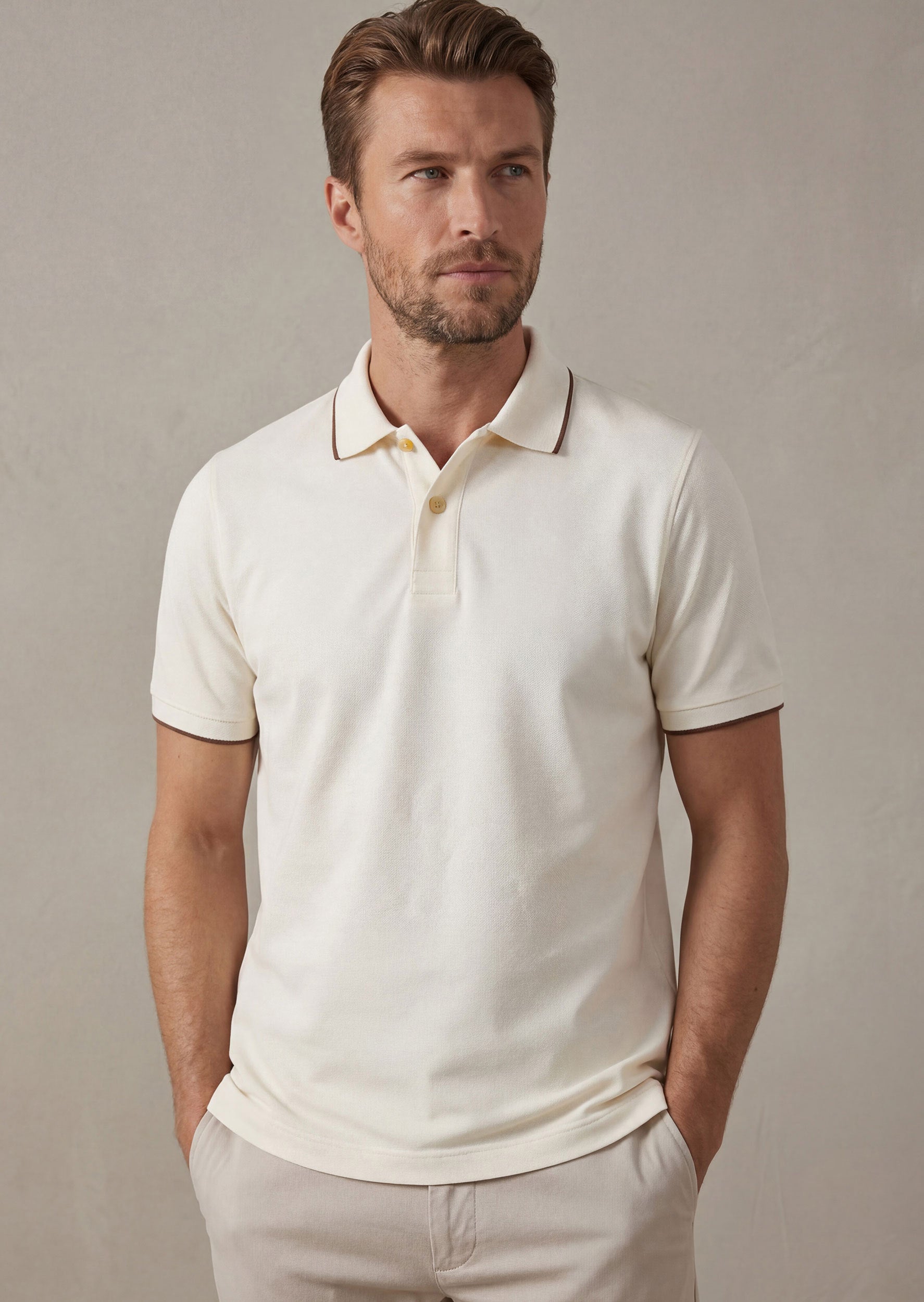 Cream Polo T-Shirt