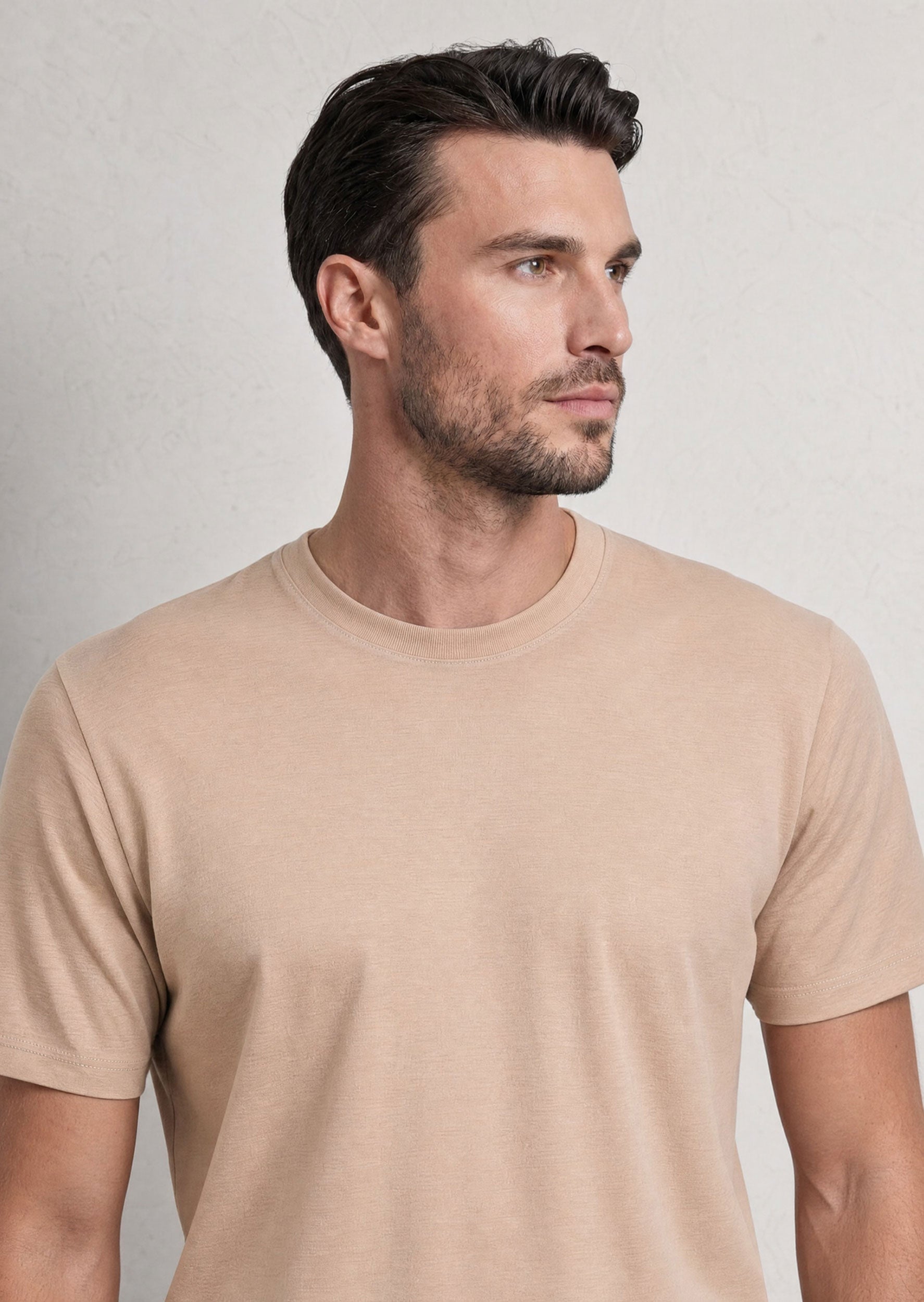 Beige Crew Neck T-shirt