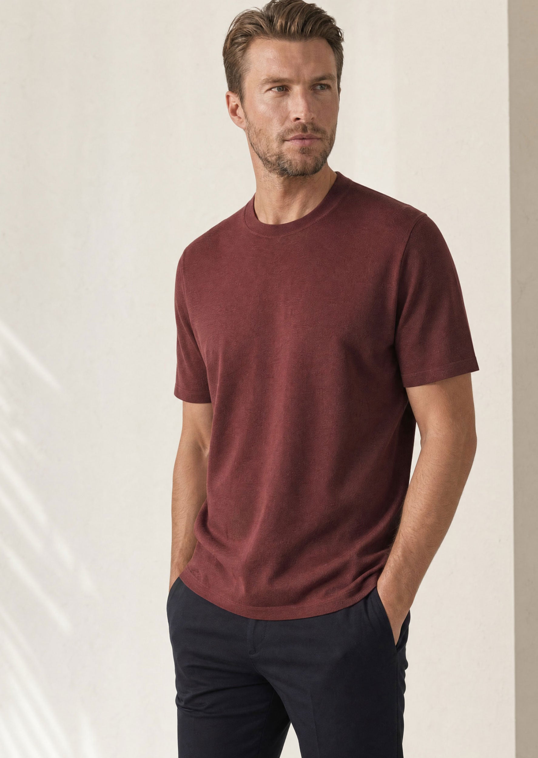 Burgundy Crew Neck T-shirt